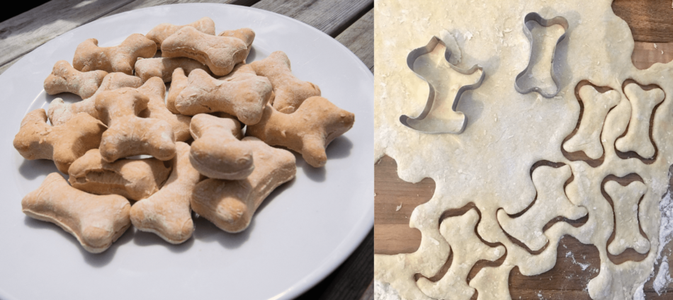 Collage of easy dog biscuits for dog birthday party