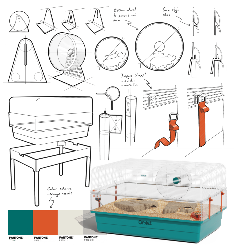 Sketches artwork for the Omlet Hamster Habitat