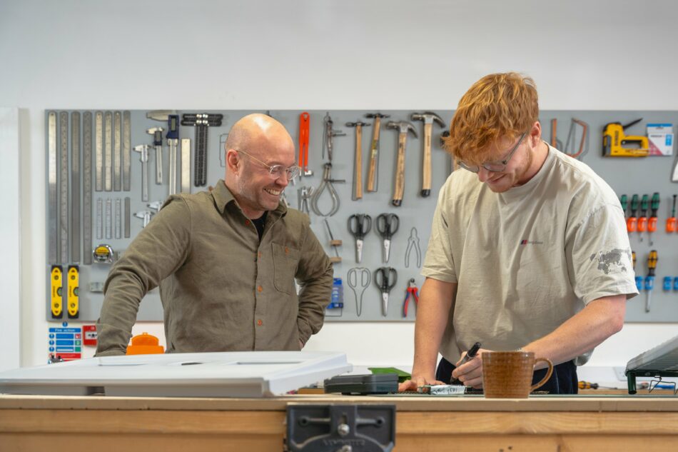 Simon and Jenson in the Omlet workshop