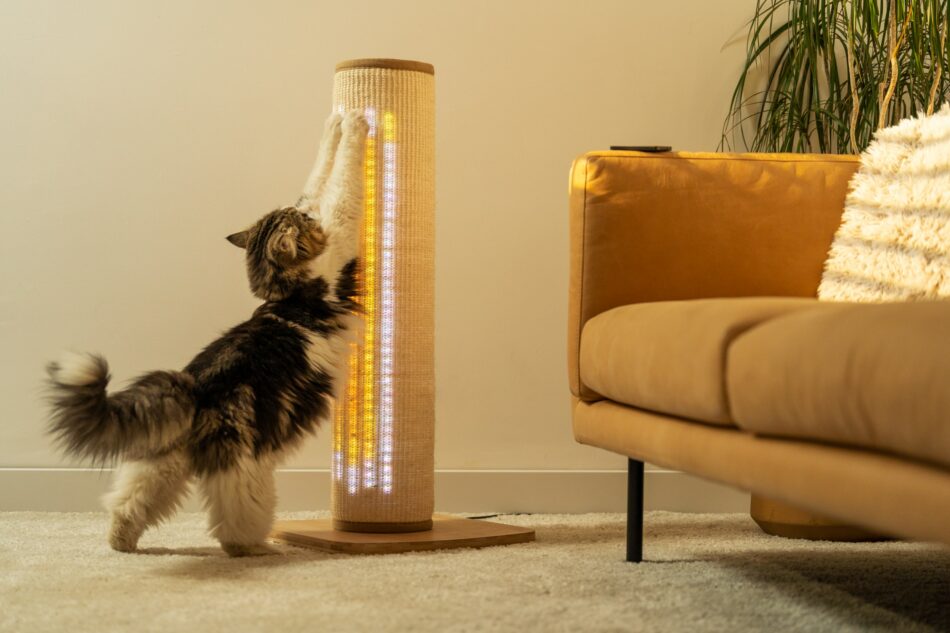 Cat scratching Switch cat scratcher with yellow lights