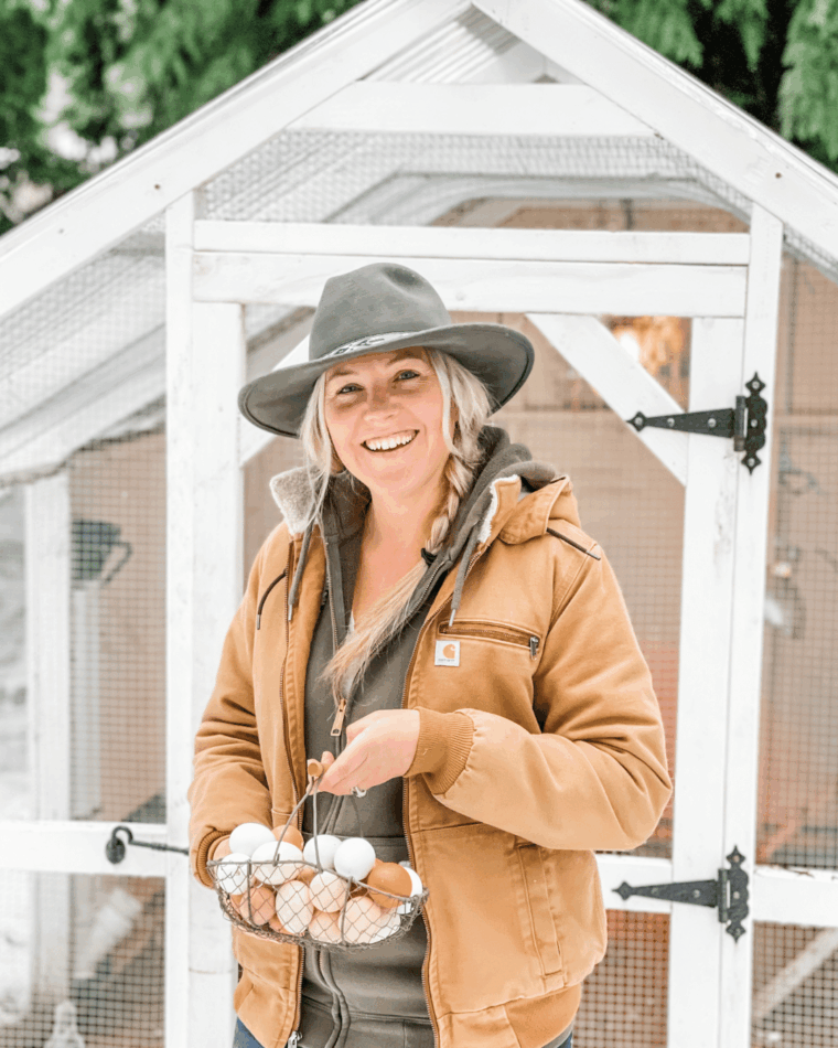 Brandelyn holding a basket of eggs